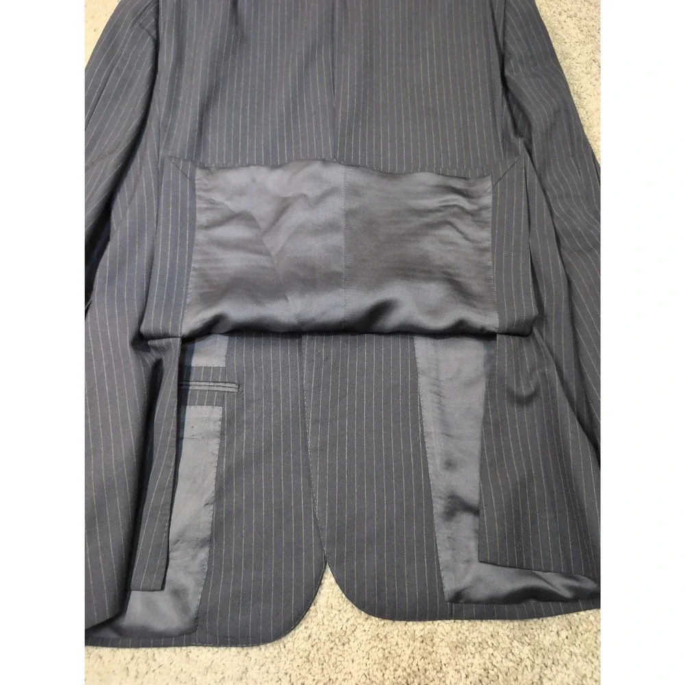 Ralph Lauren Black Label Mens Navy Blue Pinstripe Blazer Sport Coat Italy Sz 40R